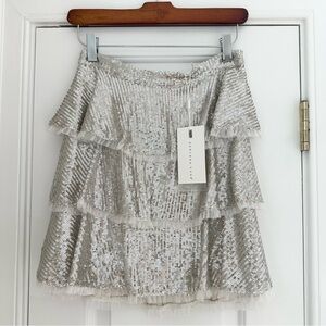 Silver Metallic Sequin Skirt